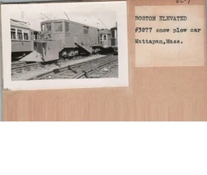 Boston Elevated Railway 3277 Snow Plow Car Photo On Index Card 3.75 x 2.5 - Picture 1 of 2