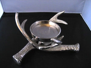 Unusual hand made floral design stainless steel candle holder / trinkets bowl - Imagen 1 de 10