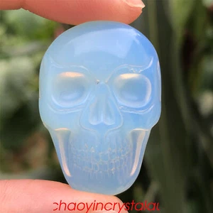 1pc Opalite skull ring surface quartz crystal skull carved decor reiki healing - Imagen 1 de 12