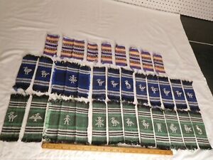 30 Vintage Hand Made Native American Hankerchief Tissue Doll House Rugs Rainbow