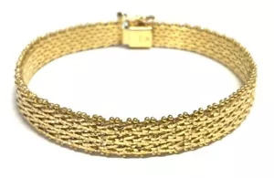 Veronese Vermeil Gold over Sterling Silver 925 Basket Weave Bracelet 7.5" JK25 - Picture 1 of 9