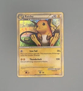 Pokemon Card Raichu HeartGold & SoulSilver Cracked Holo Rare 10/123 Near Mint - Imagen 1 de 2