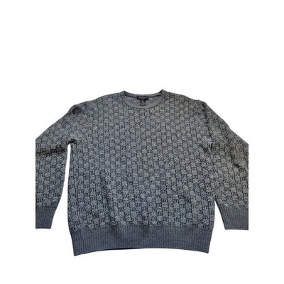 Suéter Mino Milanno Gris Patrón Cuadrado Manga Larga Lana Talla L Preppy Retro Foto 1 de 4