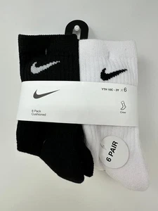 Nike Niños 6 Pares Calcetines Acolchados Crew (8773), Talla: 5-7, E2 (B935T) - Imagen 1 de 3
