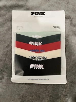 Victoria Secret Pink  No Show Thong Panties 5 Pack Large Multicolor - Image 1 of 2