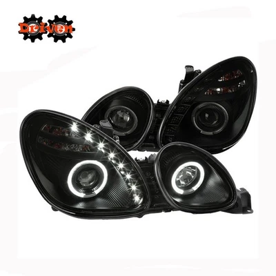 For 1998-2005 Lexus GS300 GS400 GS430 Smoke BK Projector Headlights LED DRL Halo - Image 1 of 3