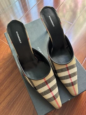 Burberry Check Tacón Alto Mules Talla 39.5 Hecho en Italia  Foto 1 de 4