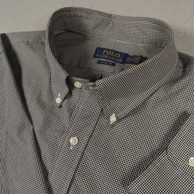Polo Ralph Lauren Poplin Stretch Shirt Mens 2XL Black White Gingham Check Pony - Image 1 of 4