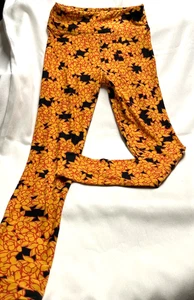 LOT4190- LULAROE- Orange and Black Leggings- Size- one size - Picture 1 of 2