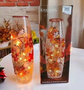 Kirklands Autunno Pre-Lit Uccellini su Rami Vetro Crepitante Lampada Uragano - Foto 1 di 12