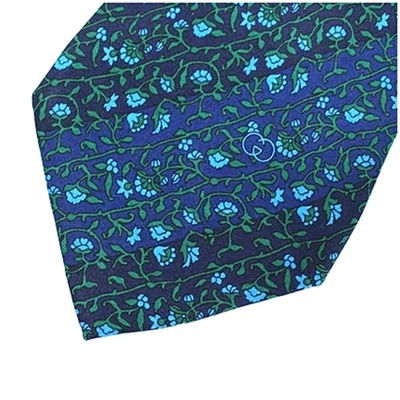 Corbata de Seda Gucci Pequeña Patrón de Flores Para Hombre Usada Sin Caja Talla 9cm Azul Marino Foto 1 de 4