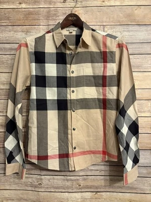 Camisa de algodón Burberry Nova a cuadros para niños manga larga con botones talla 12 Y Foto 1 de 4