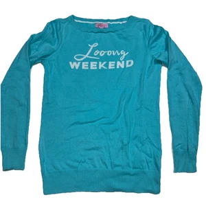 Maglione Lilly Pulitzer cotone leggero Looong weekend blu turchese taglia M - Foto 1 di 8