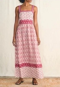 FAHERTY Gracie Linen Dress Fuchsia Clara Ikat Print Size L, NEW NWOT, MSRP $298 - Picture 1 of 21