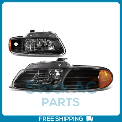 Faros lámparas negro/ámbar para Dodge Grand Caravan Chrysler Voyager 1996-2000 Foto 1 de 4