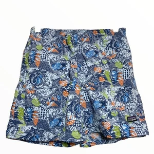 Patagonia Baggies Shorts Water Repellent Graphic Blue Orange Lime Green XL 14 - Picture 1 of 6