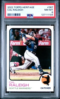 Cal Raleigh 2022 Topps Heritage #367 Rookie RC PSA 8 Foto 1 de 2