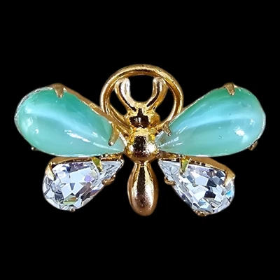 Colgante Vintage - Colgante Mariposa Brillante Vidrio Verde y Diamante Estrás Foto 1 de 4