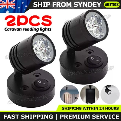 12V 2PCS LED Reading Light Camper Caravan Van Boat Interior Spot Lamp Lighting - image 1 of 4
