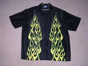 Sapphire lounge Black and Yellow/Green Short Sleeve Button up Shirt Men's XXL - Picture 1 of 2