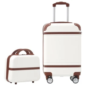 20 IN Hardside Luggage with Cosmetic Case 2 Piece Lightweight Suitcase Set - Picture 1 of 8