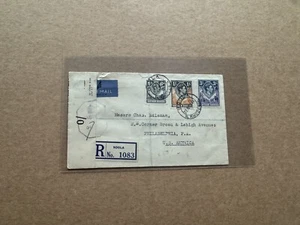 Northern Rhodesia WWII Censor Cover to US +Tri-Color KGVI Franking #SG42+40+38 - Picture 1 of 2