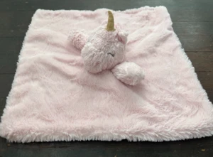Kellytoy Baby Lovey Plush Pink Gold Horn Unicorn Security Blanket Rattle - Picture 1 of 3