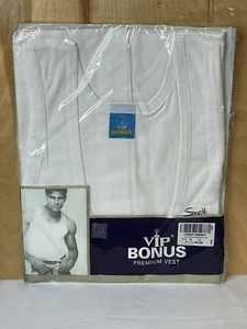 VIP BONUS PREMIUM Cotton White Sleeveless Men's Undershirt Vest Small 90cm New - Picture 1 of 3