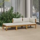 3 Piece Patio Lounge Set With Cushions Weather Resistant Acacia Wood Furniture