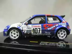 IXO 1/43 Kit Auto Citroen Saxo 1999 Rally Sanremo #107 Modellino Auto Loeb & Elena - Foto 1 di 5