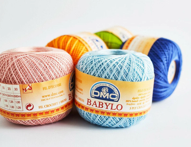 BABYLO DMC 50 grammi - Filo di scozia n° 10 e 20 - Cotone per uncinetto colorato