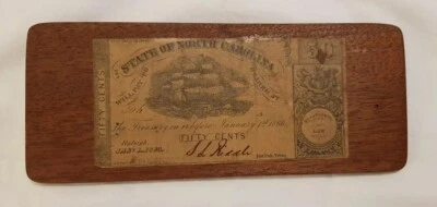 1863 Confederate North Carolina Confederate $.50 Paper Note On Wood Plank(B-3) - Image 1 of 4