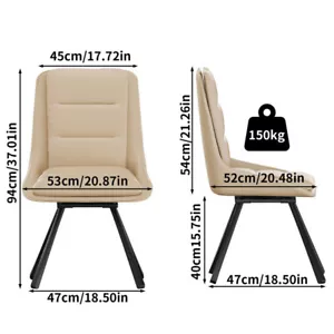 WISFOR 2X Upholstered Kitchen Dining Chair 360° Swivel Comfortabe High Back Seat - Picture 1 of 15