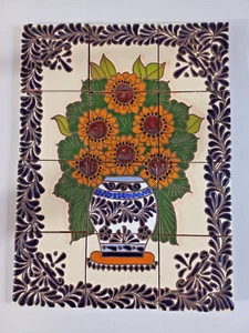 17" CERAMIC TILE MURAL mexican talavera mosaic backsplash - Picture 1 of 5