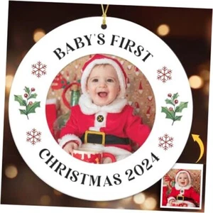 Baby's First Christmas Ornament 2024 - Acrylic Circle Baby First Christmas - Picture 1 of 7