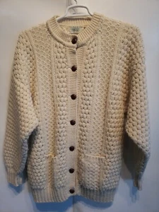 Cárdigan de colección Blarney Lana Mills para hombre blanco grueso grueso tejido lana suéter XL - Imagen 1 de 12