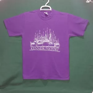T-shirt media grafica Kennebunkport Maine Boat vintage anni 80 su etichetta Jerzees - Foto 1 di 16