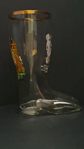 Bierstiefel 0,5 l mit Goldrand und lustigen Aufdrucken auf beiden Seiten - Bild 1 von 3