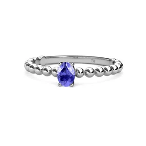 Oval Cut Tanzanite Bubble Band Solitaire Promise Ring 0.45 ct 14K Gold JP:163067 - Picture 1 of 4