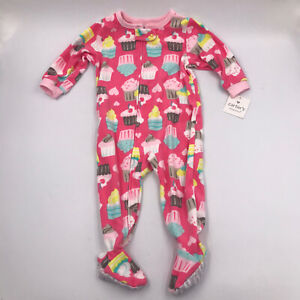 Carter's Sleepwear Pink Cupcake Footie Pajamas Baby Girl Toddler Size 12M NWT