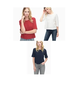 NWT Splendid Women's Cotton Slub Elbow Sleeve Tee Red, White, and Blue $65 - Picture 1 of 4