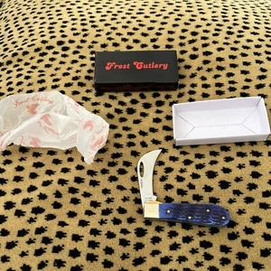 Frost Cutlery Dark Blue Little Hawkbill Linerlock 2 ⅞" Pocket Knife 14-478DBLJ - Picture 1 of 3