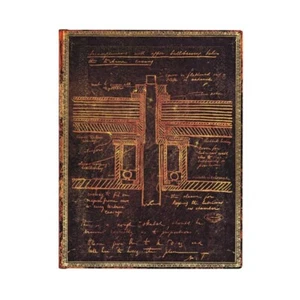New Paperblanks Journal Ultra 7x9" FLEXIS Lined Soft TESLA SKETCH TURBINE Brown - Picture 1 of 6
