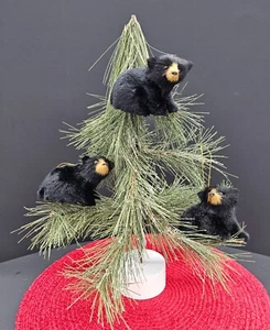NUEVO Osos Negros Árbol de Navidad Decoraciones Rústico Cabaña Coleccionista Peludo 1534 - Imagen 1 de 8