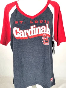 NEW St. Louis STL Cardinals Navy Blue New Era V-Neck SS Tee Shirt Women's 1X - Picture 1 of 9