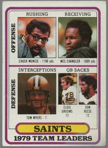 1980 Topps Football Saints C Muncie W Chandler T Myers E Grooms D Reese #197