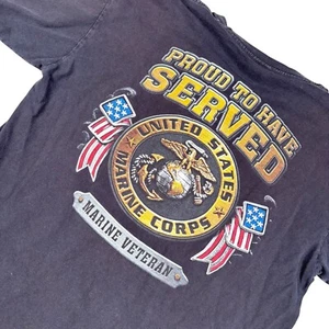 Bayside Black Faded United States Marines Corps Graphic Print T-Shirt Size Large - Picture 1 of 8