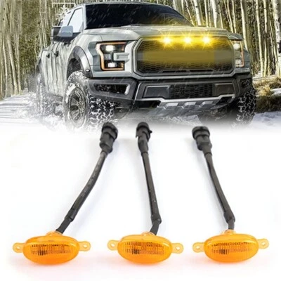 Luz de parrilla LED delantera ámbar 12V 3 piezas para Jeep Wrangler JL Gladiator JT 2018-2022 Foto 1 de 4