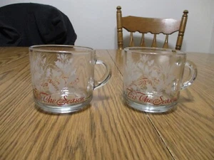 Anchor Hocking ‘Tis the Season Christmas Mugs Set of 2 Vintage COFFEE CUP TEA - Picture 1 of 10