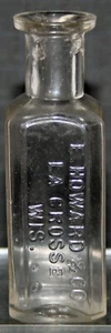 E. HOWARD & CO. LA CROSSE WIS. embossed medicine bottle v. 1880's - Picture 1 of 5